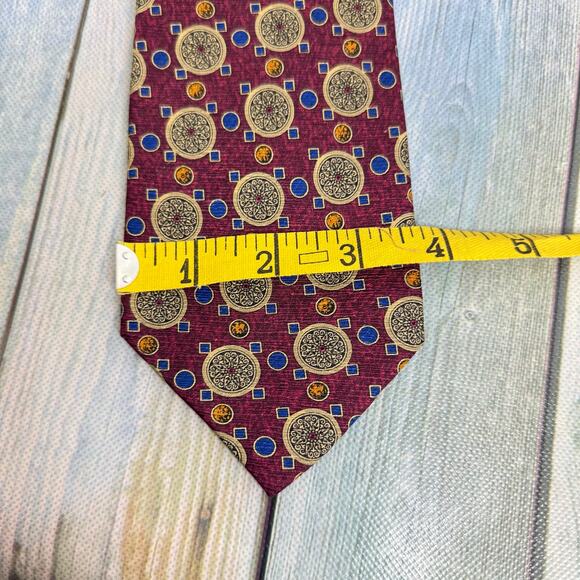 Valentino Cravatte Silk Necktie Tie Maroon Gold Blue Black Hand Made in Italy - Picture 6 of 8